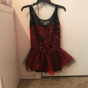 Red and black leopard print dance costume